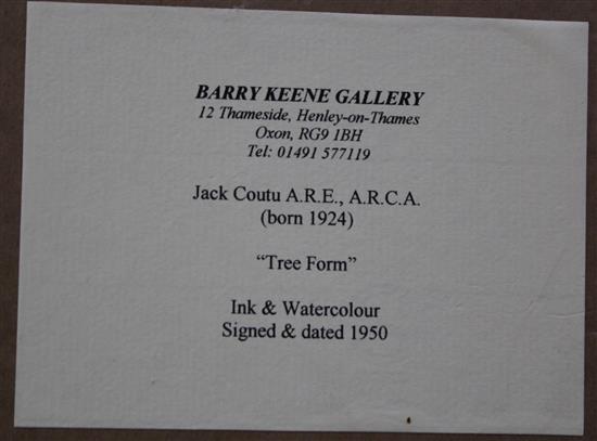 Jack Coutu A.R.E., A.R.C.A. (b.1924) Tree Form , 16 x 12in. Provenance: Barry Keene Gallery, Henley-on-Thames.